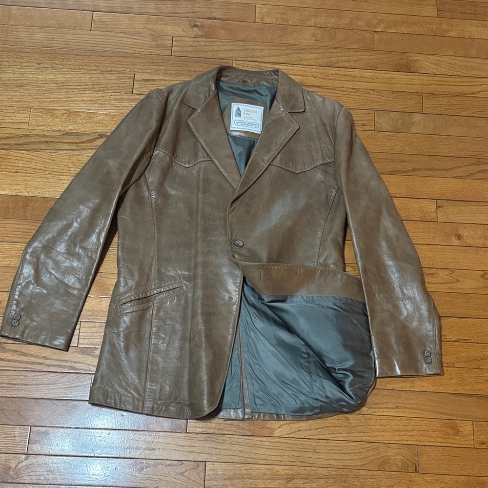 Men's  Light Brown Leather  London Fog Jacket
